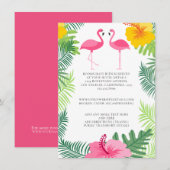 Tropische Roze Flamingo Kleurrijke Bruiloft Detail Informatiekaartje (Voorkant / Achterkant)