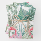 Tropische roze flamingo koppel bruiloft inpakpapier vel (In situ)