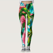 Tropische roze flamingo Leggings (Voorkant)