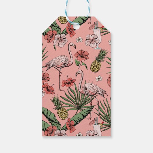 Tropische Roze Flamingo Luau Dank u Labels Cadeaulabel (Achterkant)