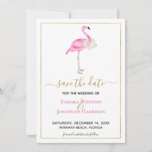 Tropische Roze Flamingo Magnolia's Strand Save The Date