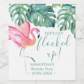 Tropische Roze Flamingo Meisjes Weekendgeschenken Wijn Etiket (Enkel label)