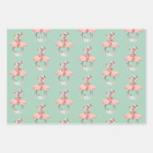 Tropische roze flamingo met kerstmutsen inpakpapier vel (Voorkant 3)