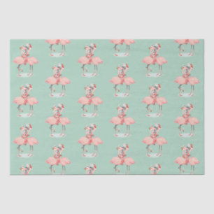 Tropische Roze Flamingo Met Kerstmutsen Kerstmis Tissuepapier