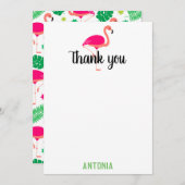 Tropische Roze Flamingo Mooi Dank Je Bedankkaart (Voorkant / Achterkant)