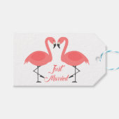 Tropische roze flamingo net getrouwd bruiloft stra cadeaulabel (Voorkant (Horizontaal))