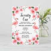 Tropische Roze Flamingo Orchidee Flora 21e verjaar Kaart (Staand voorkant)