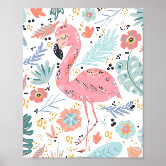 Tropische Roze Flamingo Poster (Voorkant)