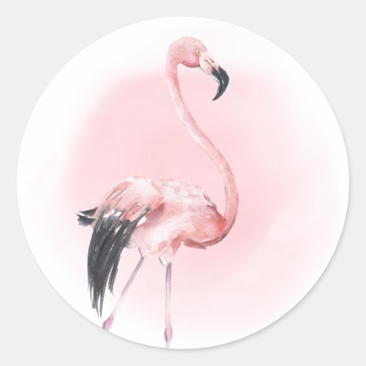 Tropische Roze Flamingo Ronde Sticker (Voorkant)