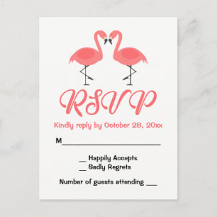 Tropische Roze Flamingo RSVP Bruiloft Luau Zomer Uitnodiging Briefkaart