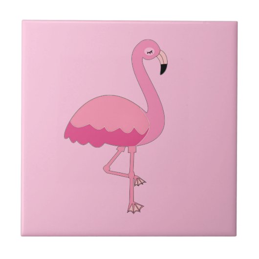Tropische Roze Flamingo   Tegeltje (Voorkant)