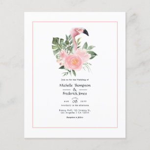 Tropische Roze Flamingo Trouw Uitnodiging Flyer