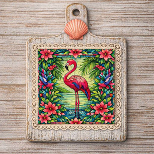 Tropische Roze Flamingo Waterverf Gebrandschilderd Tissuepapier