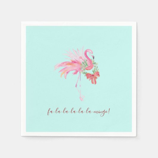 Tropische Roze Flamingo Xmas Cocktail servetten (Voorkant)