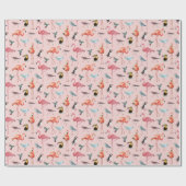 tropische roze flamingo zeeen cadeaupapier (Vlak)