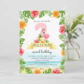 Tropische Roze Flamingo Zomer Meisje 2de Kaart (Staand voorkant)