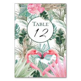 Tropische Roze Flamingo's Bloemen Bruiloft Kaart
