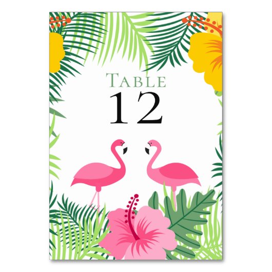 Tropische Roze Flamingo's Bloemen Bruiloft Kaart (Voorkant)
