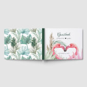 Tropische roze flamingo's bruiloft gastenboek (Volledig)