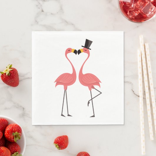 Tropische Roze Flamingo's bruiloft, Vrijgezellenfe Servet (Insitu)