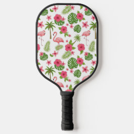 TROPISCHE ROZE FLAMINGO'S EN HIBISCUSBLOEMEN PICKLEBALL PADDLE