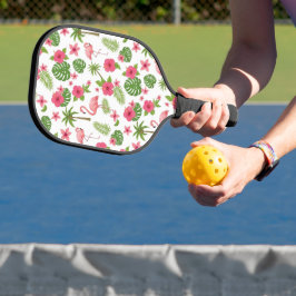 TROPISCHE ROZE FLAMINGO'S EN HIBISCUSBLOEMEN PICKLEBALL PADDLE
