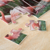Tropische Roze Flamingo's Familie Rustig Plezier Legpuzzel (Zijkant)