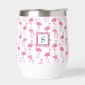 Tropische Roze Flamingo's Geborduurde Initiaal (Links)