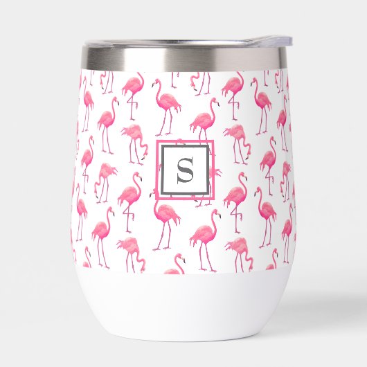 Tropische Roze Flamingo's Geborduurde Initiaal (Links)