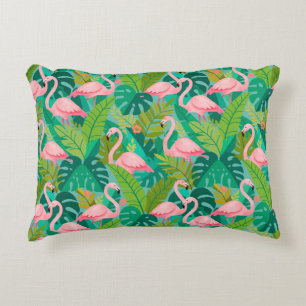 Tropische Roze Flamingo's Jungle Loof Accent Kussen