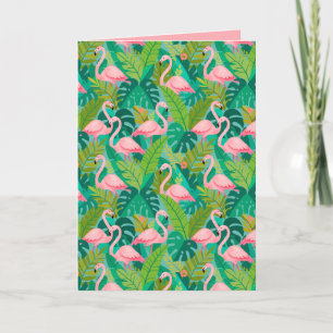 Tropische Roze Flamingo's Jungle Loof Bedankkaart