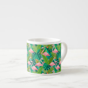 Tropische Roze Flamingo's Jungle Loof Espresso Kop
