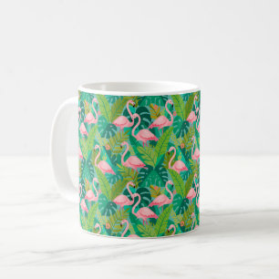 Tropische Roze Flamingo's Jungle Loof Koffiemok