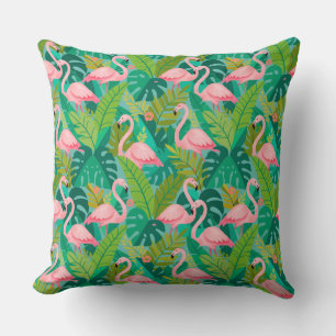 Tropische Roze Flamingo's Jungle Loof Kussen