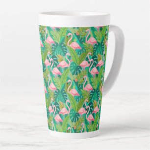 Tropische Roze Flamingo's Jungle Loof Latte Mok