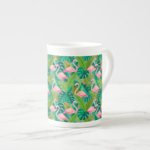 Tropische Roze Flamingo's Jungle Loof Porselein Kop