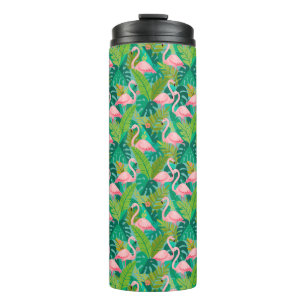 Tropische Roze Flamingo's Jungle Loof Thermosbeker