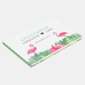 Tropische Roze Flamingo's Kleurrijke Bloemen Bruil Gastenboek (Hoek)