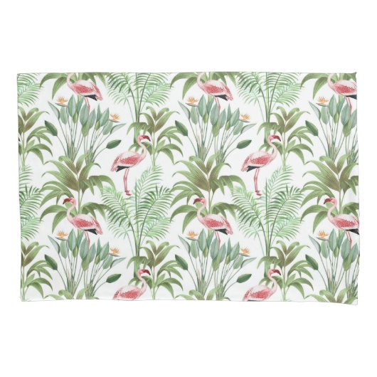 Tropische roze flamingos kussensloop (Voorkant-Links)