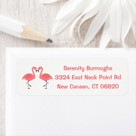 Tropische Roze Flamingo's Liefde - Bruiloft Strand Etiket (Insitu)