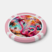 Tropische roze flamingo's palmbomen gepersonalisee poker chips (Enkel)
