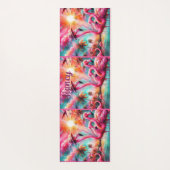 Tropische roze flamingo's palmbomen gepersonalisee yogamat (Achterkant)
