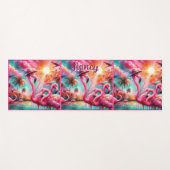 Tropische roze flamingo's palmbomen gepersonalisee yogamat (Voorkant (horizontaal))