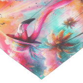 Tropische Roze Flamingo's Palmbomen Zon Water Blau Korte Tafelloper (Hoek)