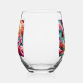 Tropische Roze Flamingo's Palmbomen Zon Water Blau Wijnglas Zonder Voet (Links)