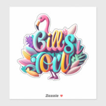 Tropische roze flamingo's Sticker