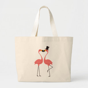 Tropische Roze Flamingo's - Trouwen, Bruidsfeest Grote Tote Bag