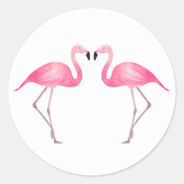 Tropische Roze Flamingo's Zomer Bruiloft Strand Ronde Sticker