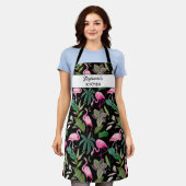 Tropische roze flamingvogel, voeg naam, de Tekst v Schort (Gedragen)