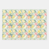 Tropische roze gele Hibiscus Flowers Inpakpapier Vel (Voorkant)